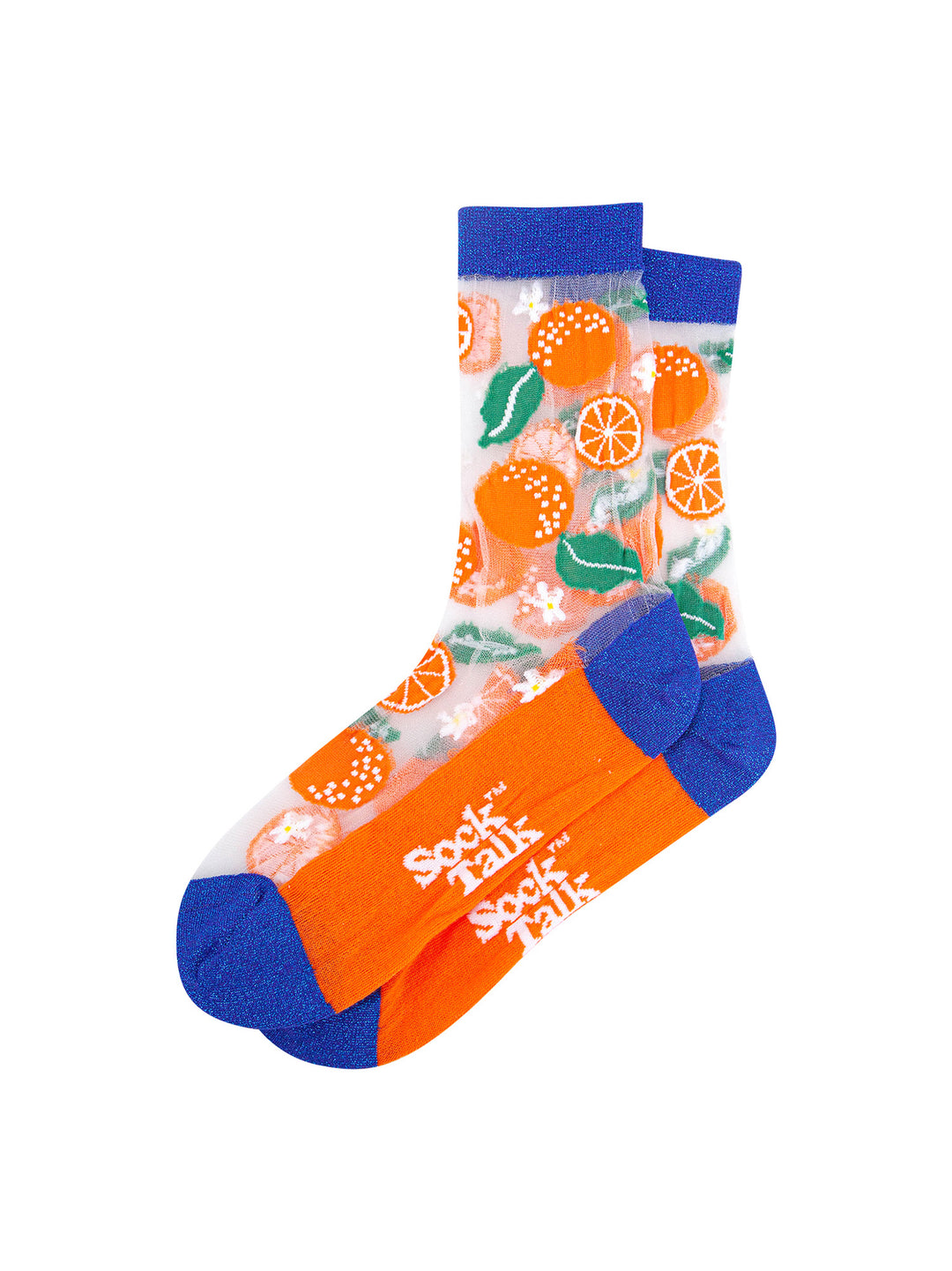 Oranges-Fruit-Combed-Cotton-Sheer-Pop-Socks-Lying-Flat