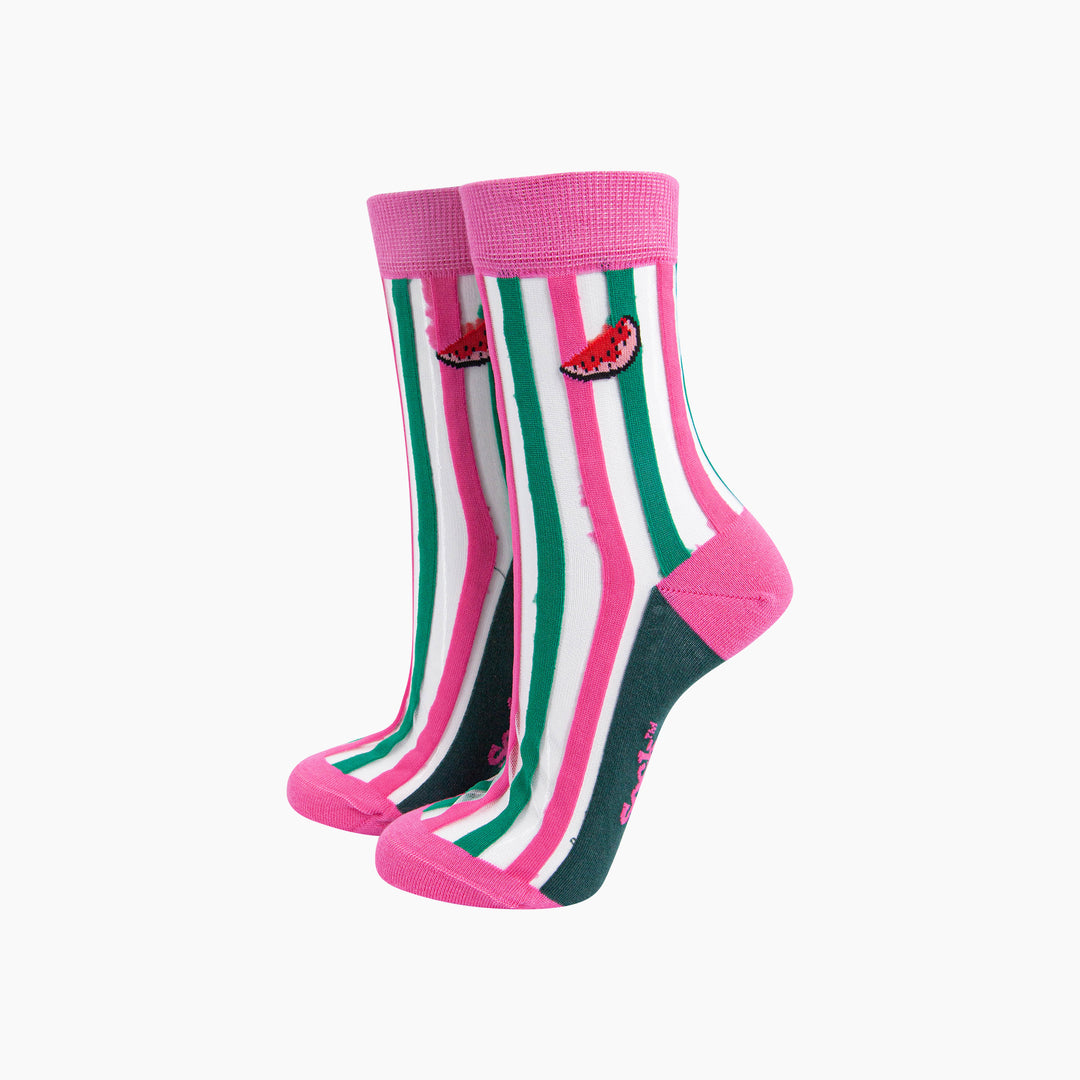 Watermelon-Stripes-Combed-Cotton-Sheer-Pop-Socks-in-Pink-Mannequin