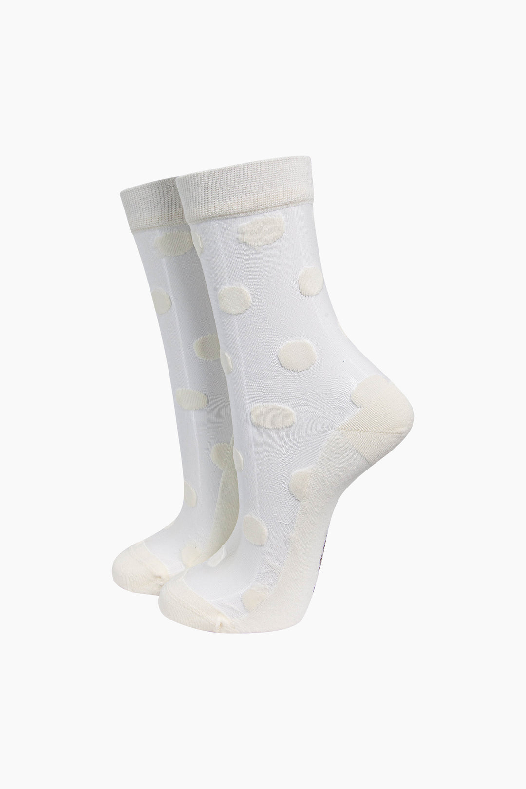 Polka Dot Sheer Socks in Cream