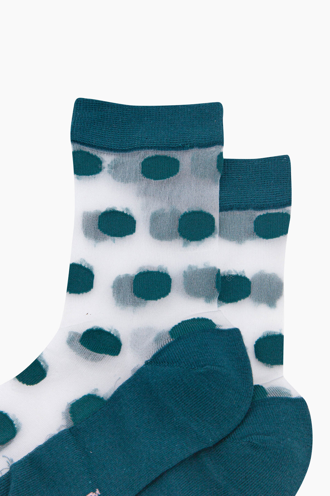 Polka-Dot-Sheer-Socks-in-Forest-Green-Close-Up