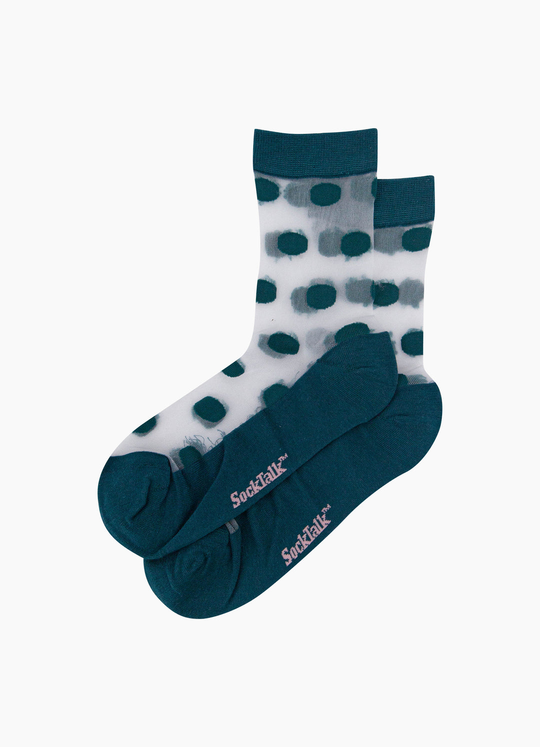 Polka-Dot-Sheer-Socks-in-Forest-Green-Laid-Flat