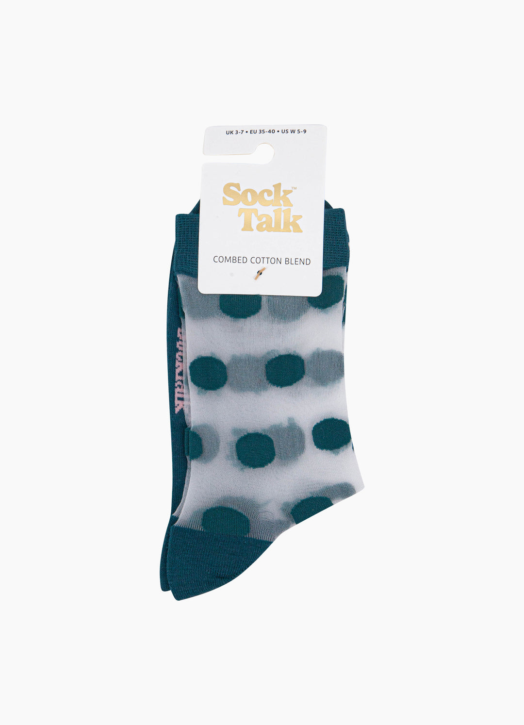 Polka-Dot-Sheer-Socks-in-Forest-Green-In-Packaging
