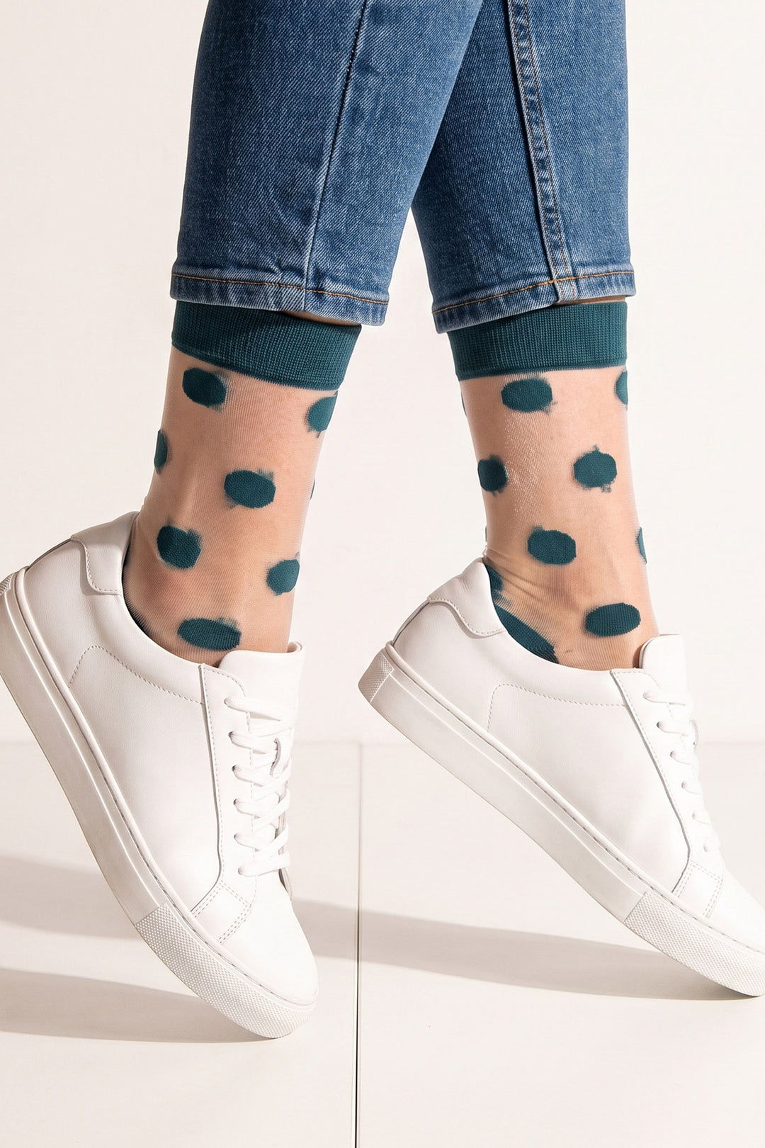 Polka-Dot-Sheer-Socks-in-Forest-Green