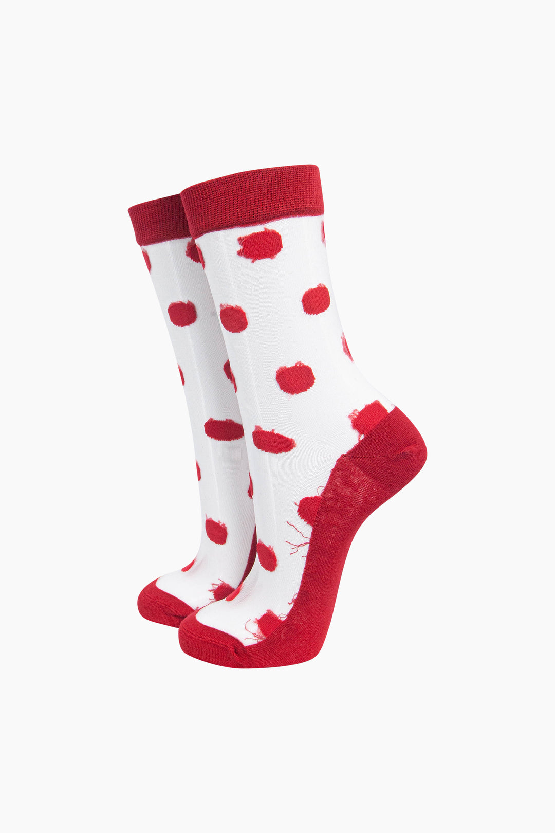 Polka Dot Sheer Socks in Red