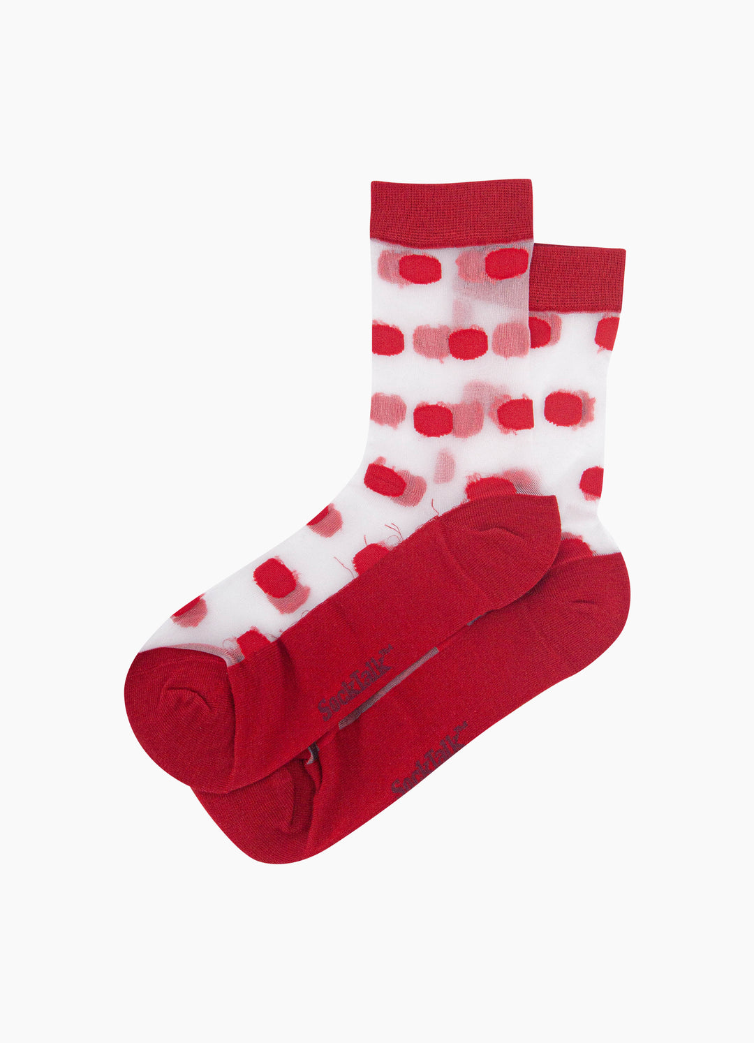 Polka-Dot-Sheer-Socks-in-Red-Laid-Flat