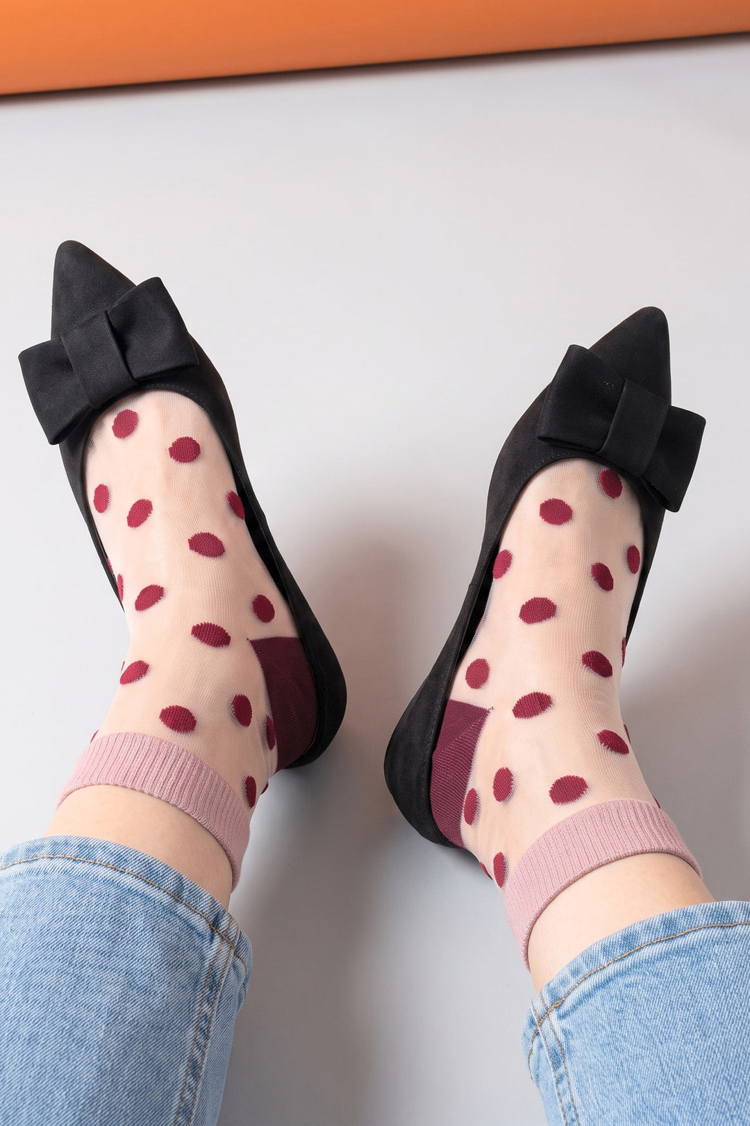 Polka-Dot-Sheer-Socks-in-Soft-Pink/Red