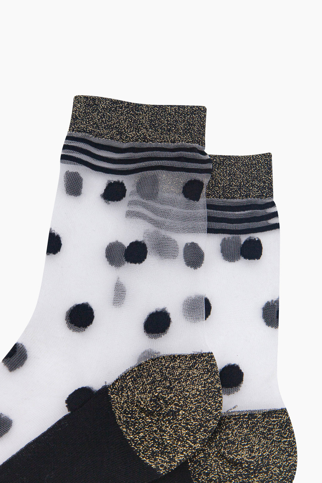 Polka-Dot-Sheer-Socks-in-Black/Gold-Close-Up