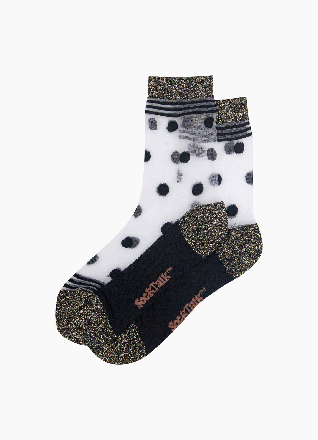 Polka-Dot-Sheer-Socks-in-Black/Gold-Laid-Flat