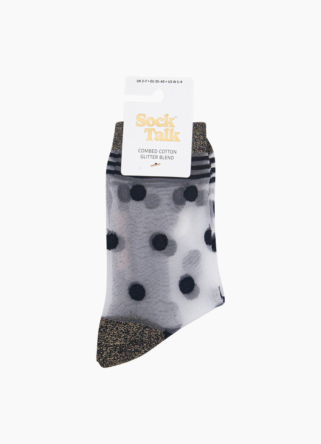 Polka-Dot-Sheer-Socks-in-Black/Gold-In-Packaging