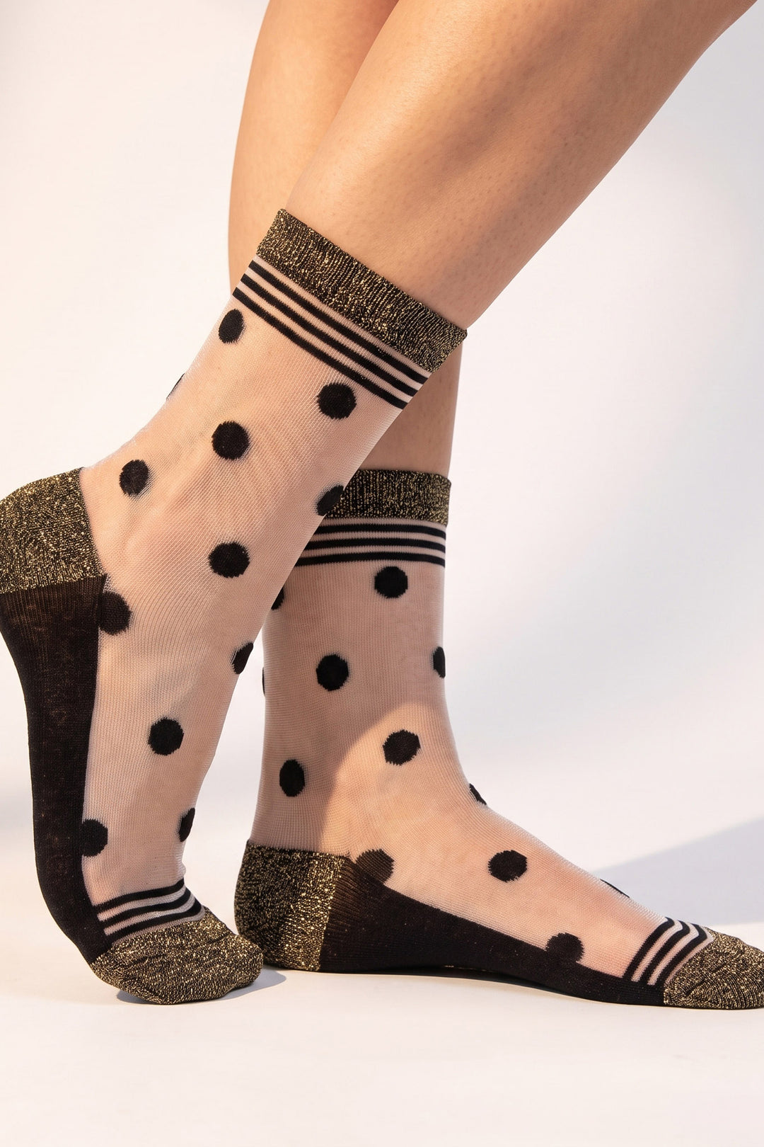 Polka-Dot-Sheer-Socks-in-Black/Gold