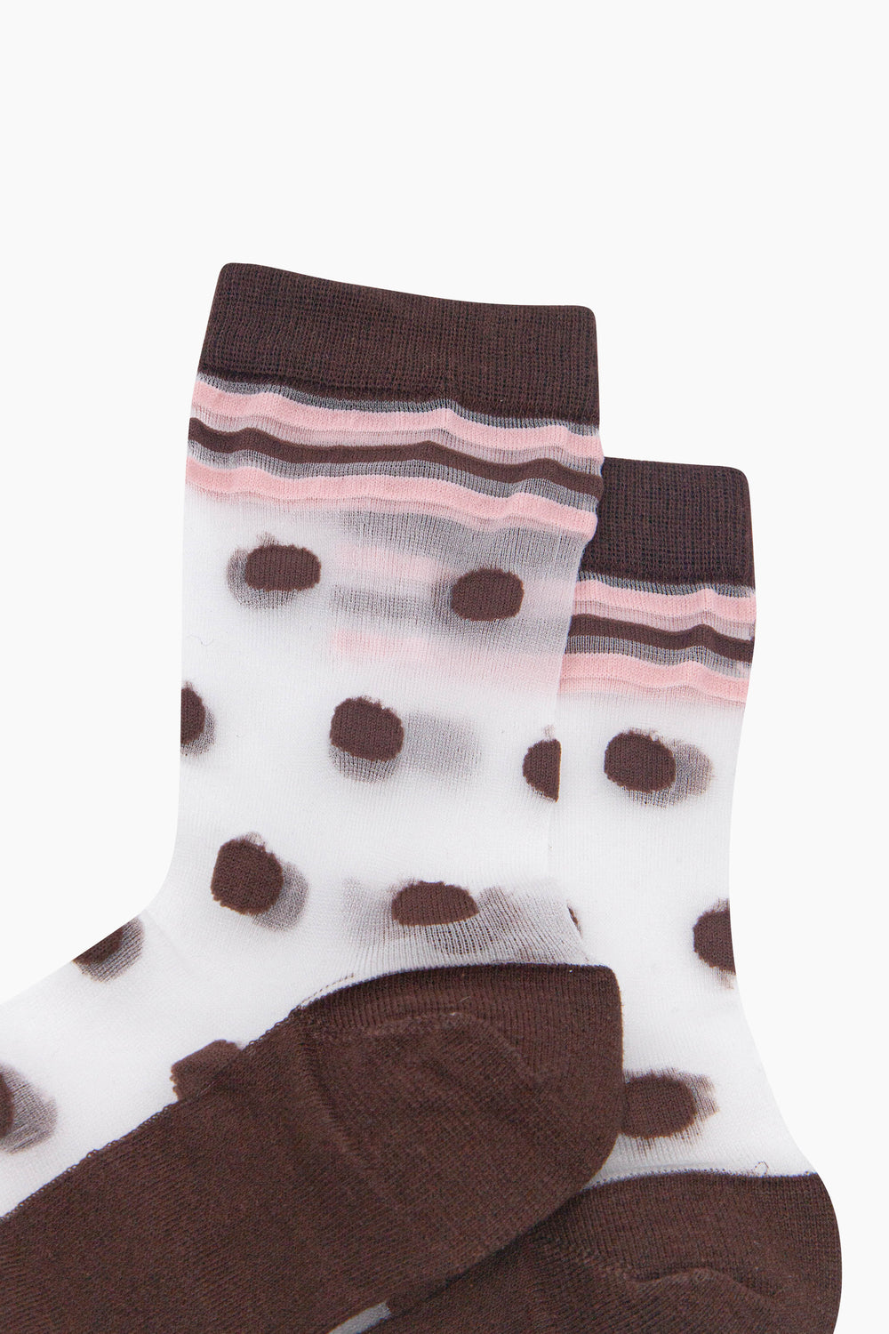Stripe-Sheer-Socks-in-Brown/Soft-Pink-Close-Up