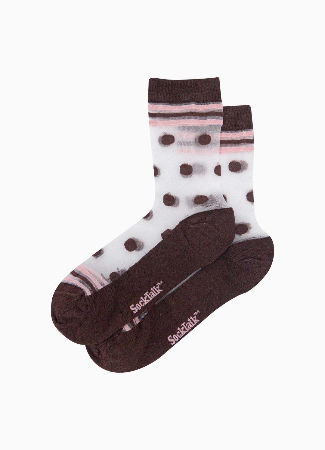 Stripe-Sheer-Socks-in-Brown/Soft-Pink-Laid-Flat