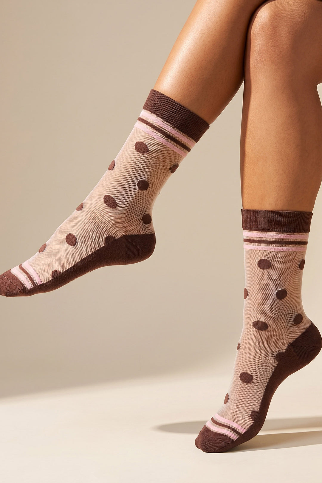 Stripe-Sheer-Socks-in-Brown/Soft-Pink
