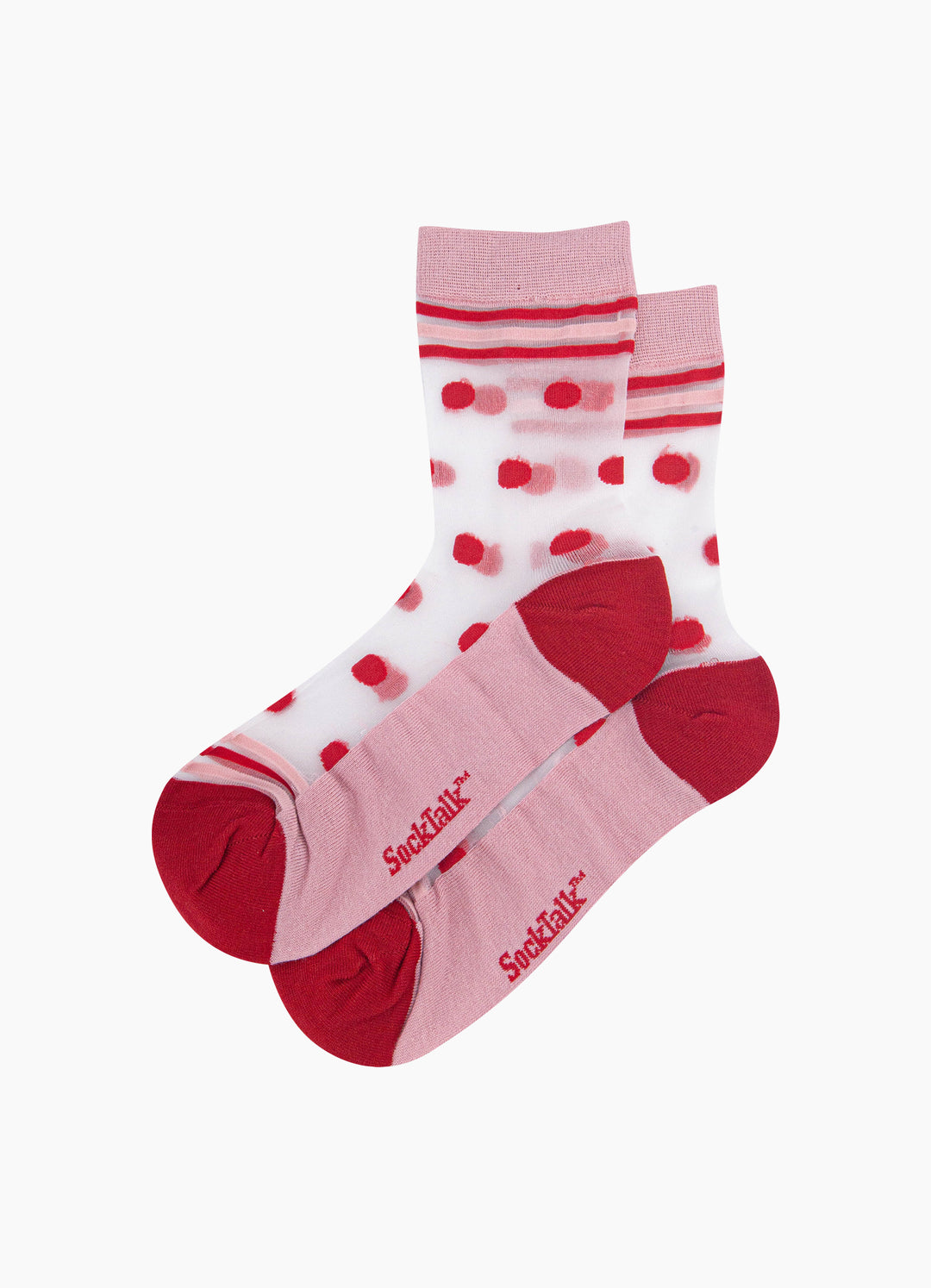 Polka-Dot-Stripe-Sheer-Socks-in-Red/Pink-Laid-Flat