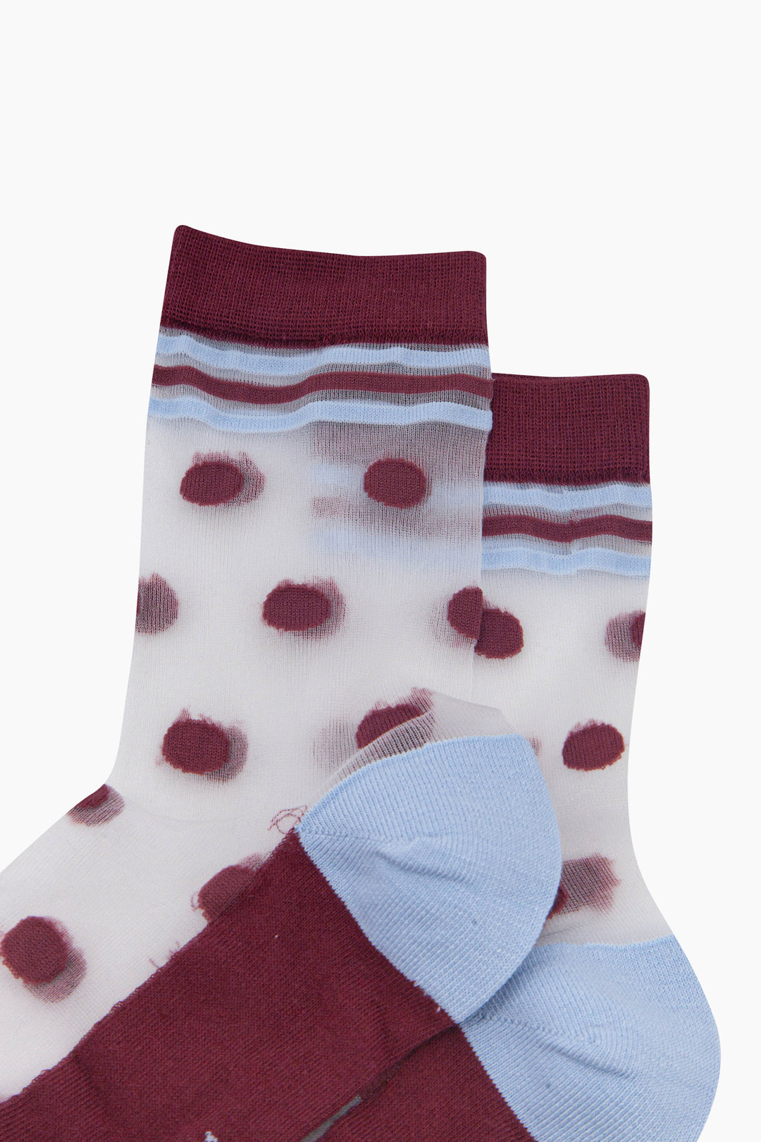 Polka-Dot-Sheer-Socks-in-Red/Icy-Blue-Close-Up