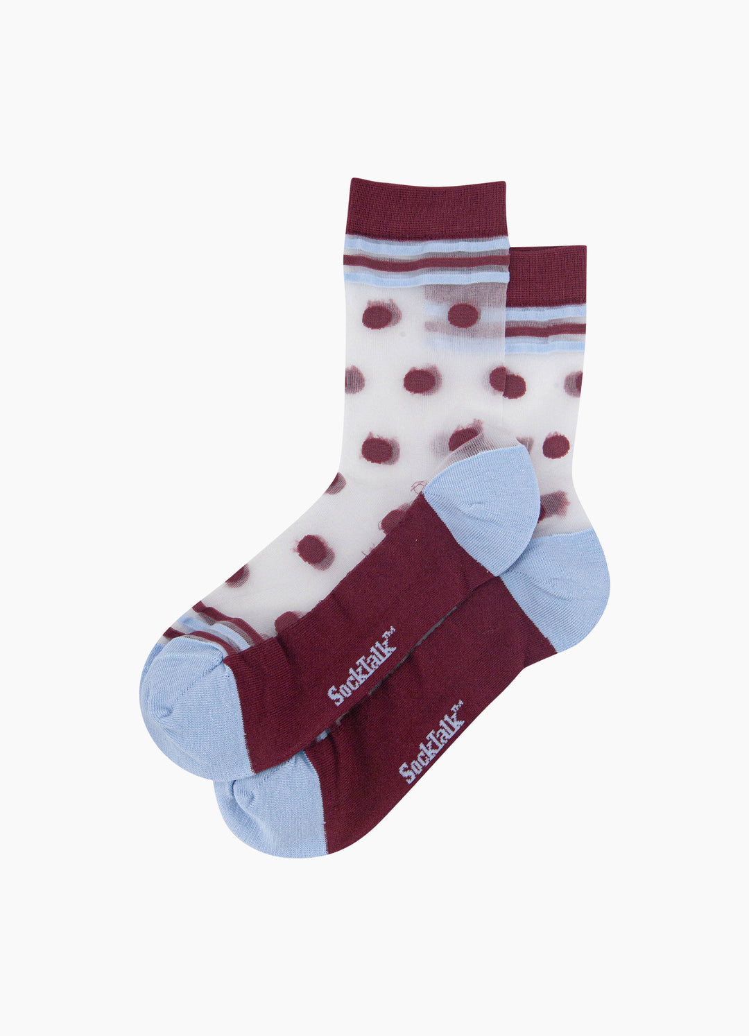 Polka-Dot-Sheer-Socks-in-Red/Icy-Blue-Laid-Flat