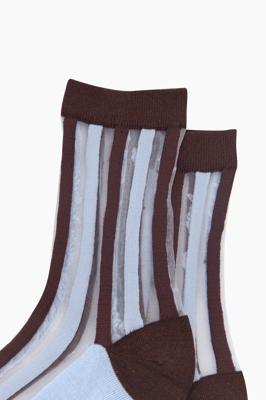 Stripe-Sheer-Socks-in-Brown/Icy-Blue-Close-Up