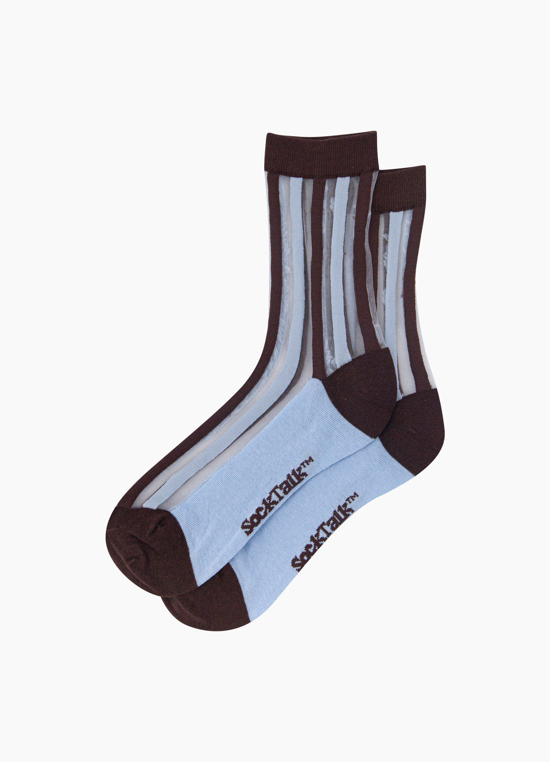 Stripe-Sheer-Socks-in-Brown/Icy-Blue-Laid-Flat