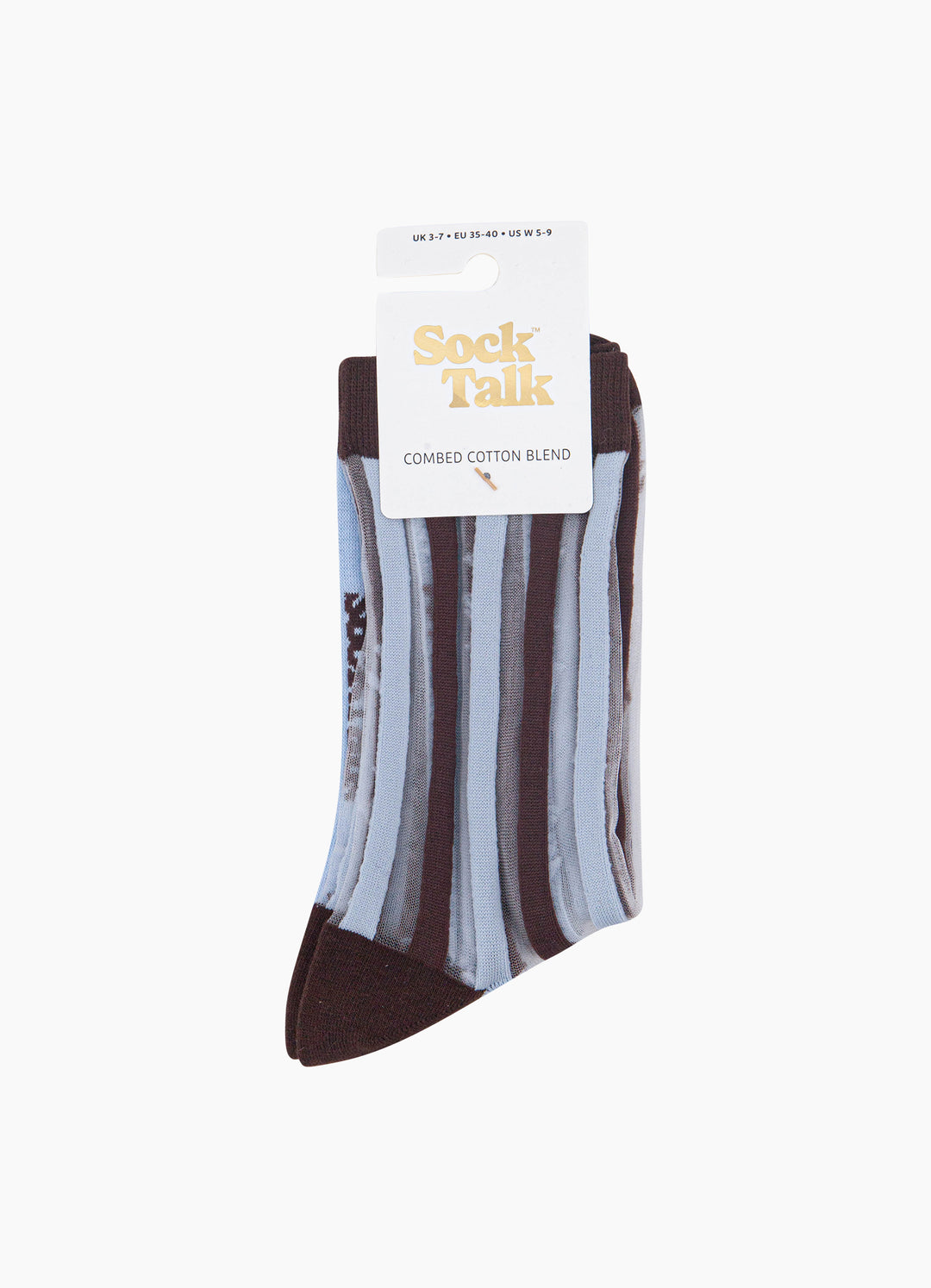 Stripe-Sheer-Socks-in-Brown/Icy-Blue-In-Packaging
