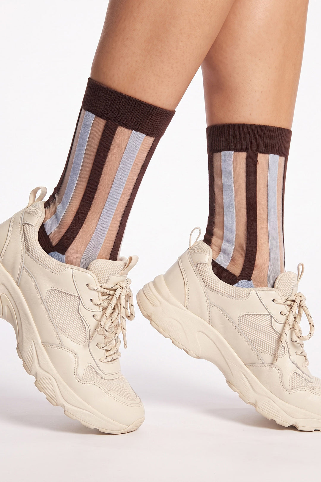 Stripe-Sheer-Socks-in-Brown/Icy-Blue