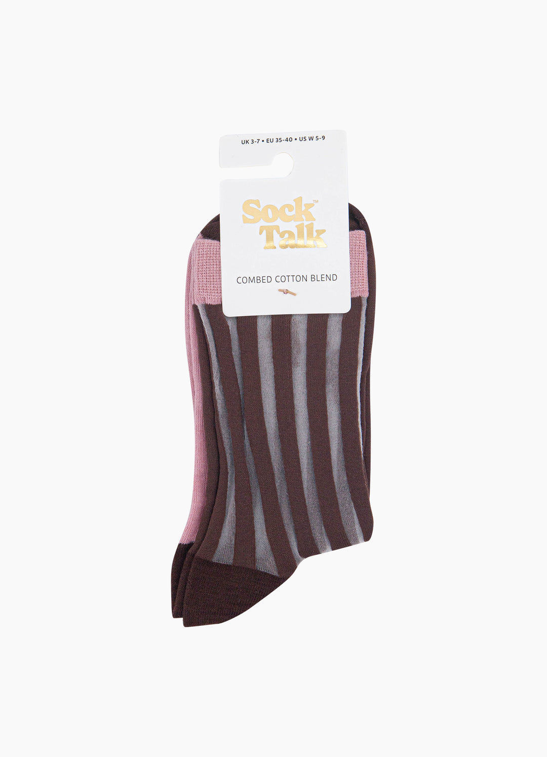Stripe-Sheer-Socks-in-Brown/Soft-Pink-In-Packaging