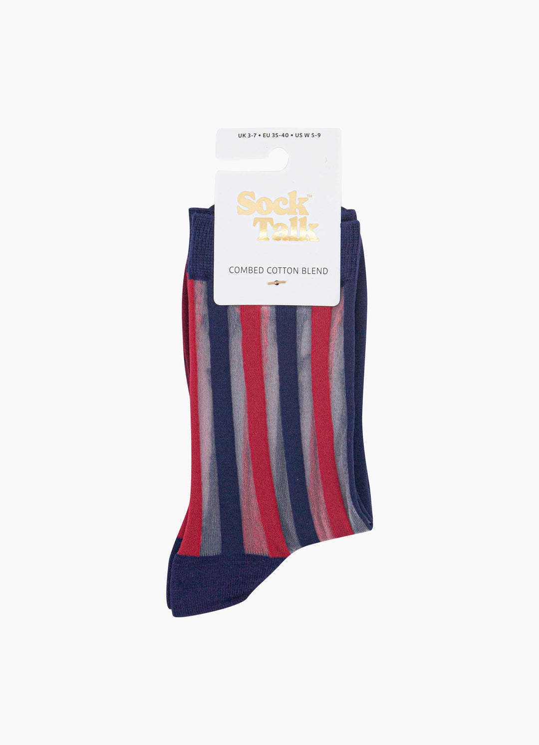 Stripe-Sheer-Socks-in-Navy-Blue/Red-In-Packaging