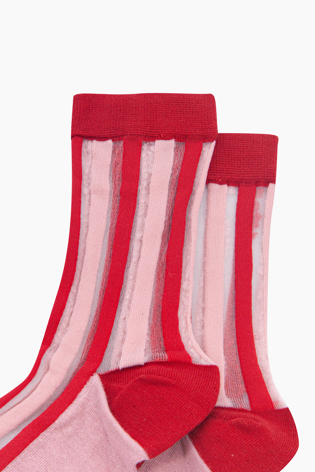Stripe-Sheer-Socks-in-Red/Soft-Pink-Close-Up