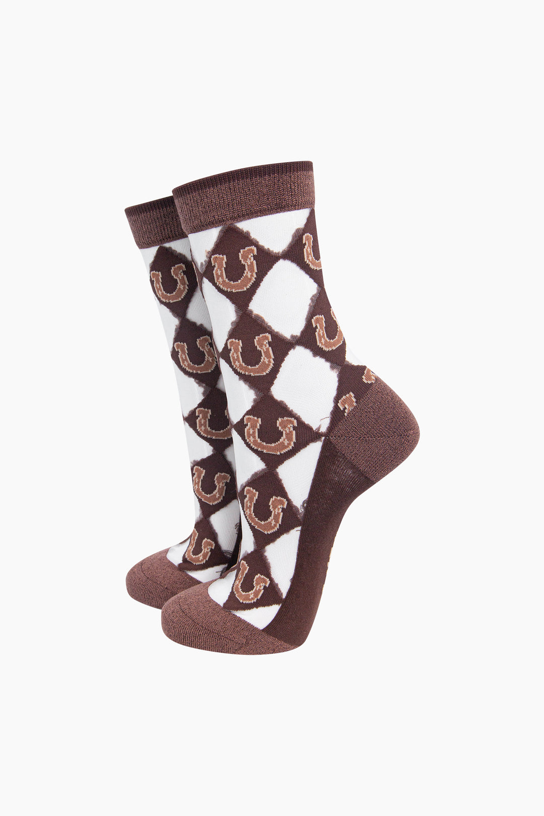 Horseshoe Sheer Socks in Brown