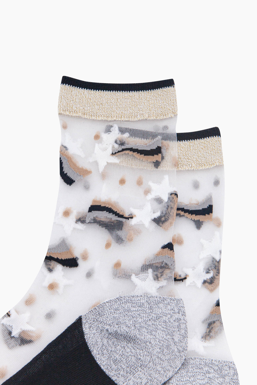 Shooting-Star-Sheer-Socks-in-Silver/Gold-Close-Up