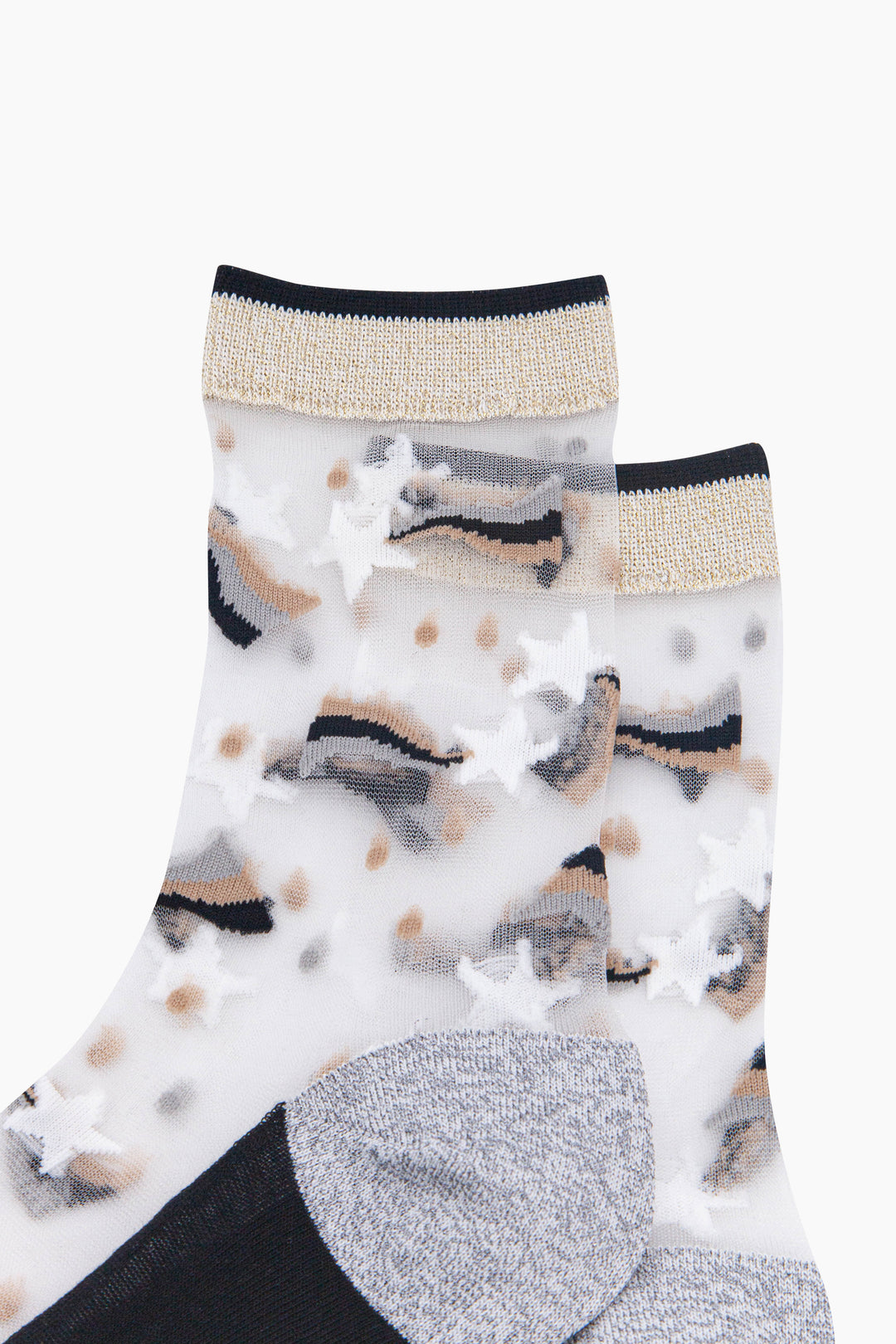 Shooting-Star-Sheer-Socks-in-Silver/Gold-Close-Up