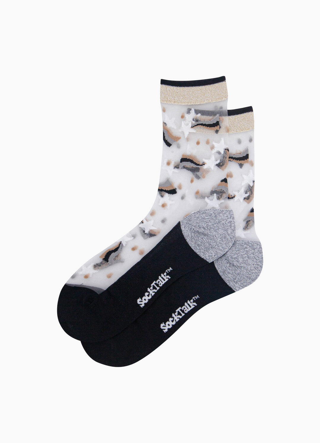 Shooting-Star-Sheer-Socks-in-Silver/Gold-Laid-Flat