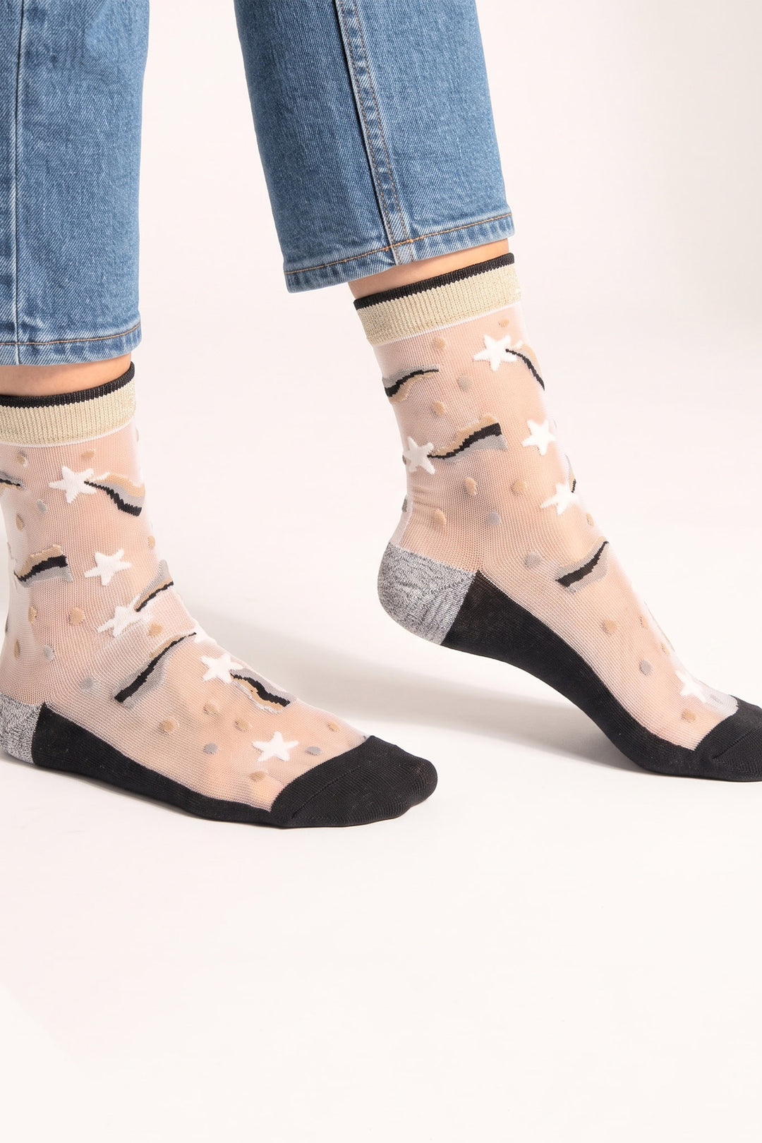 Shooting-Star-Sheer-Socks-in-Silver/Gold