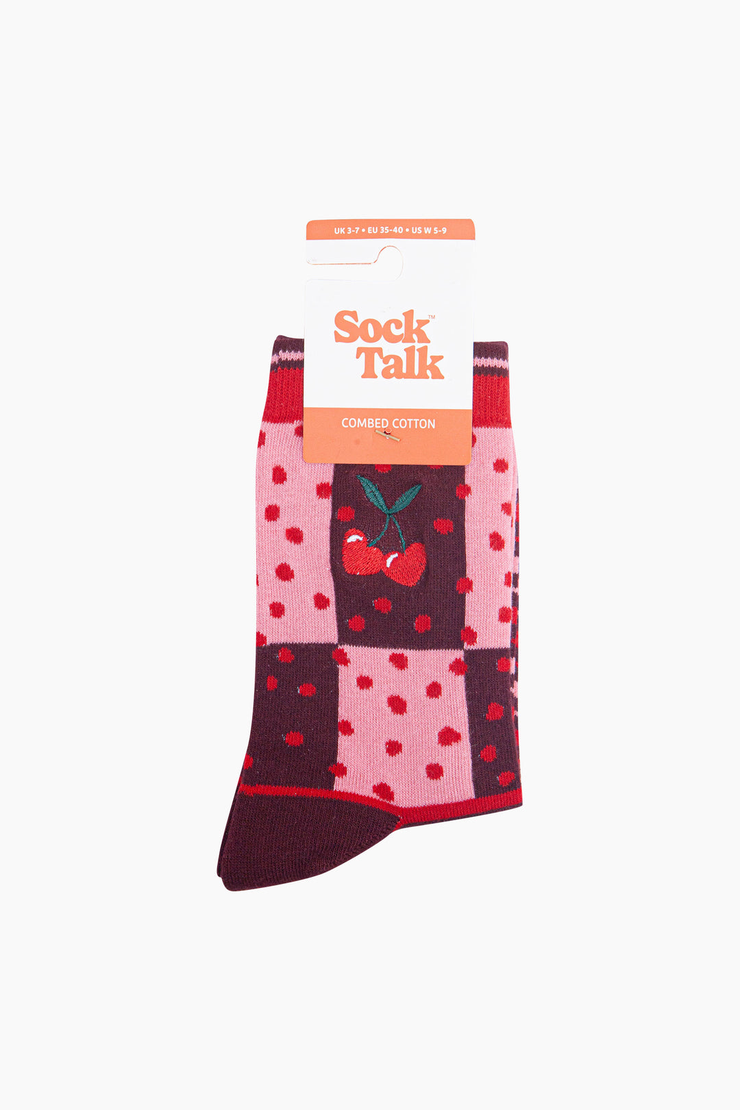 Heart-Cherry-Combed-Cotton-Pattern-Embroidered-Socks-in-Pink/Burgundy-In-Packaging