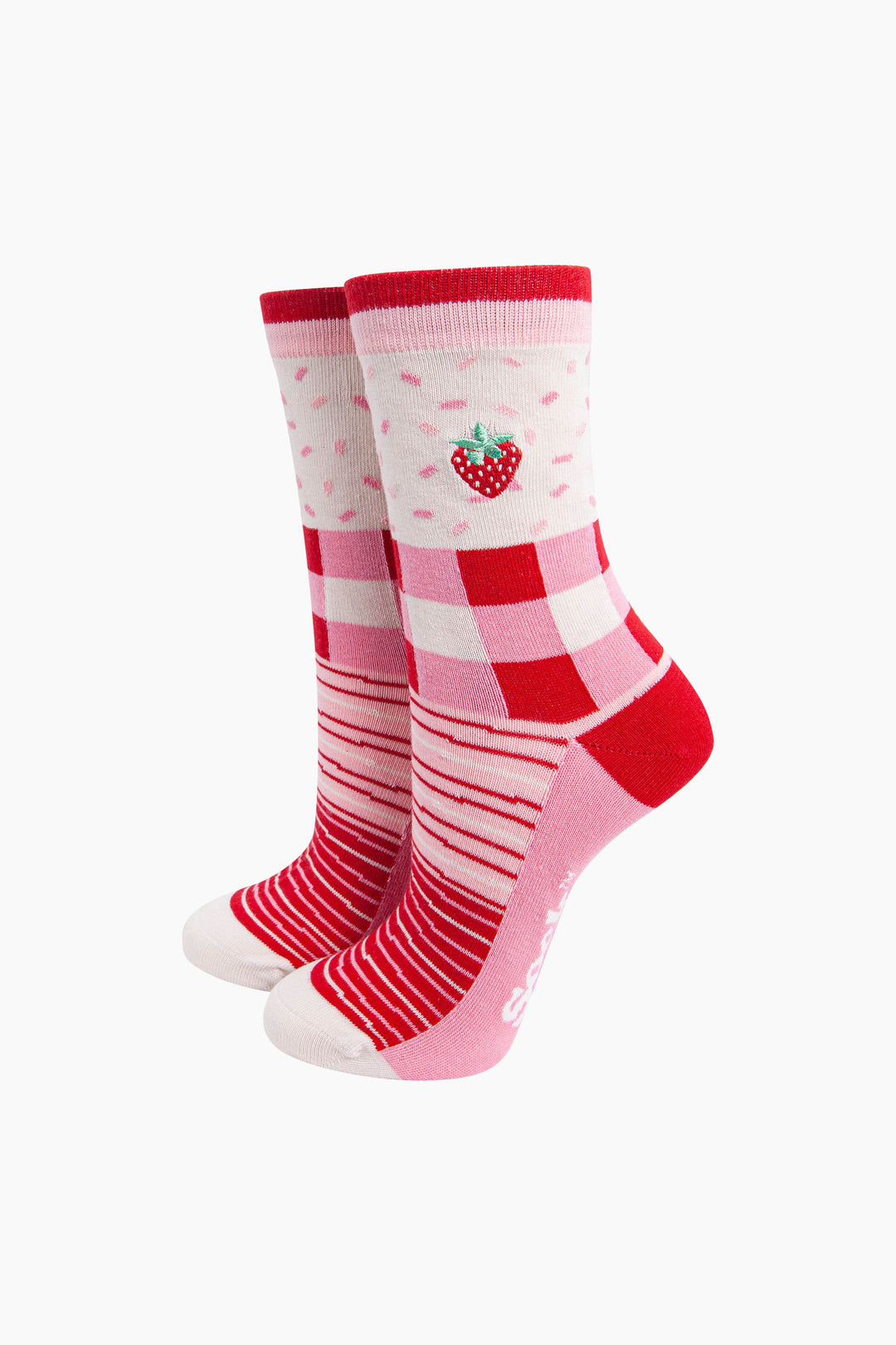 Embroidered-Strawberry-Combed-Cotton-Socks-in-Pink-mannequin