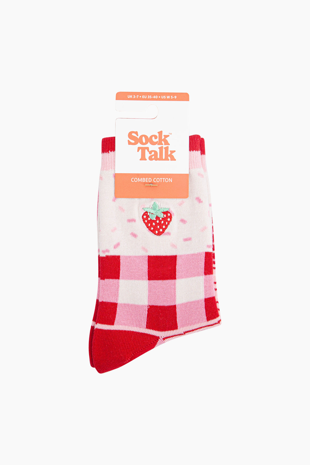 Embroidered-Strawberry-Combed-Cotton-Socks-in-Pink-in-packaging