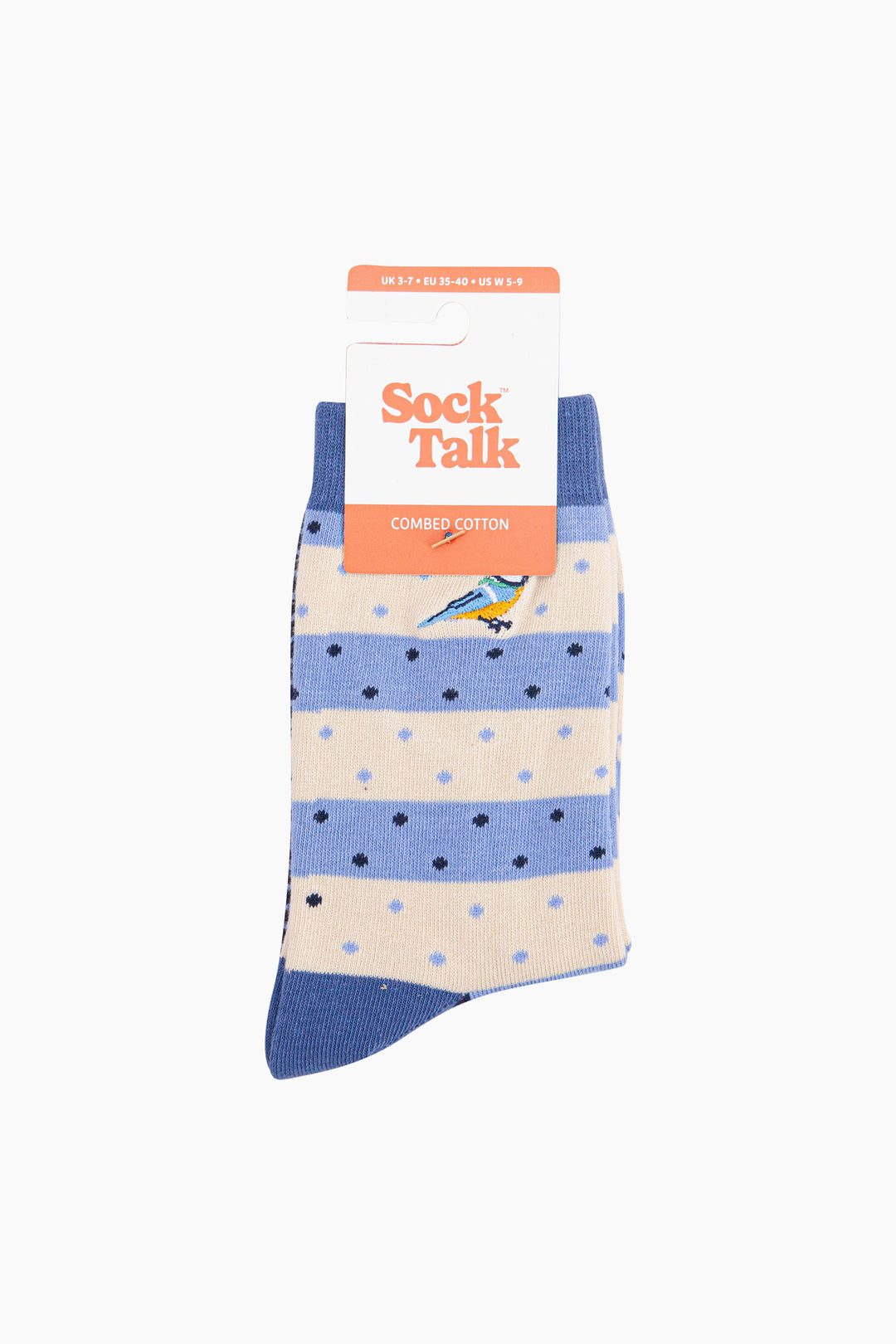 Embroidered-Blue-Tits-Combed-Cotton-Socks-in-Blue-In-Packaging