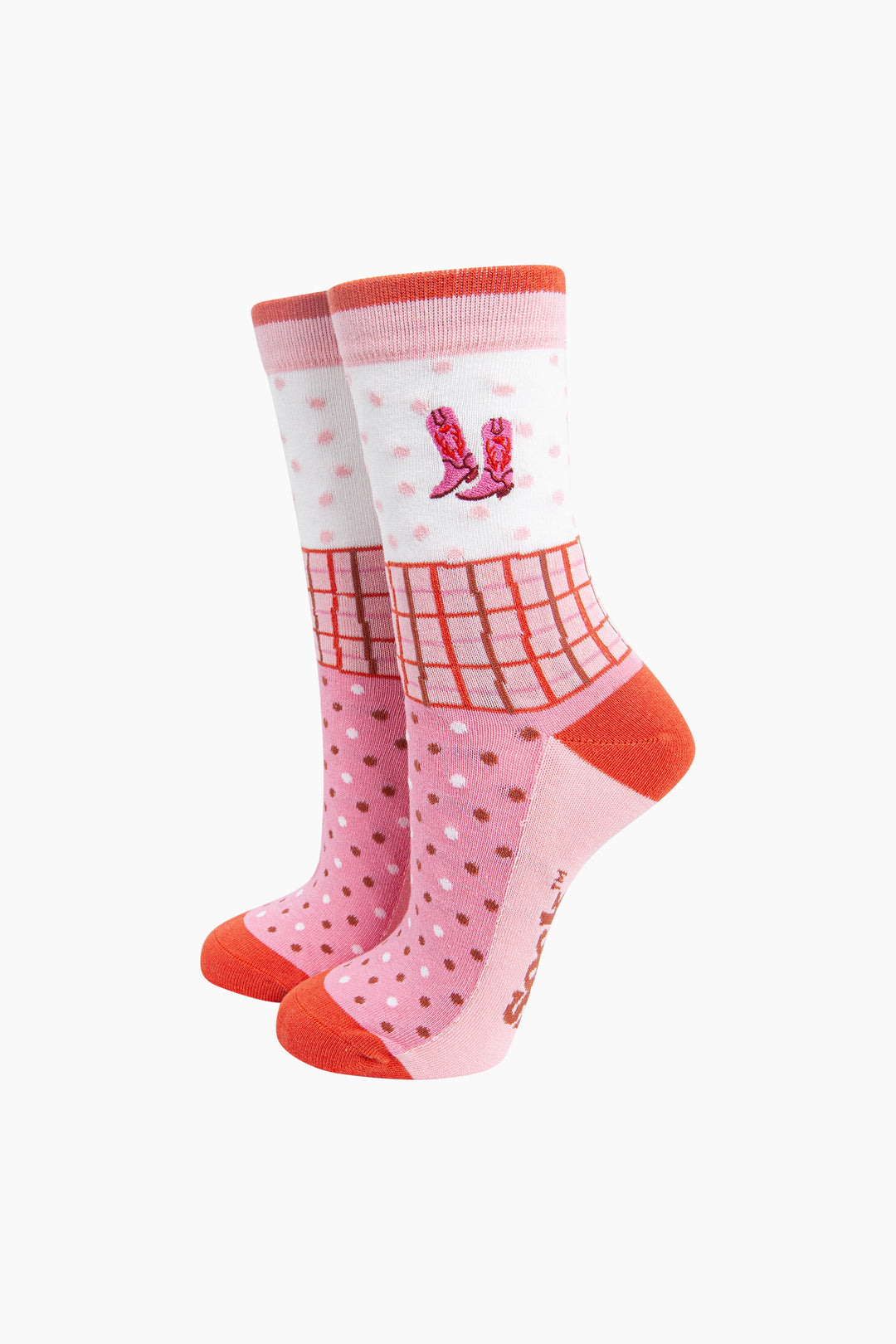 Embroidered-Cowboy-Boots-Combed-Cotton-Socks-in-Pink-mannequin
