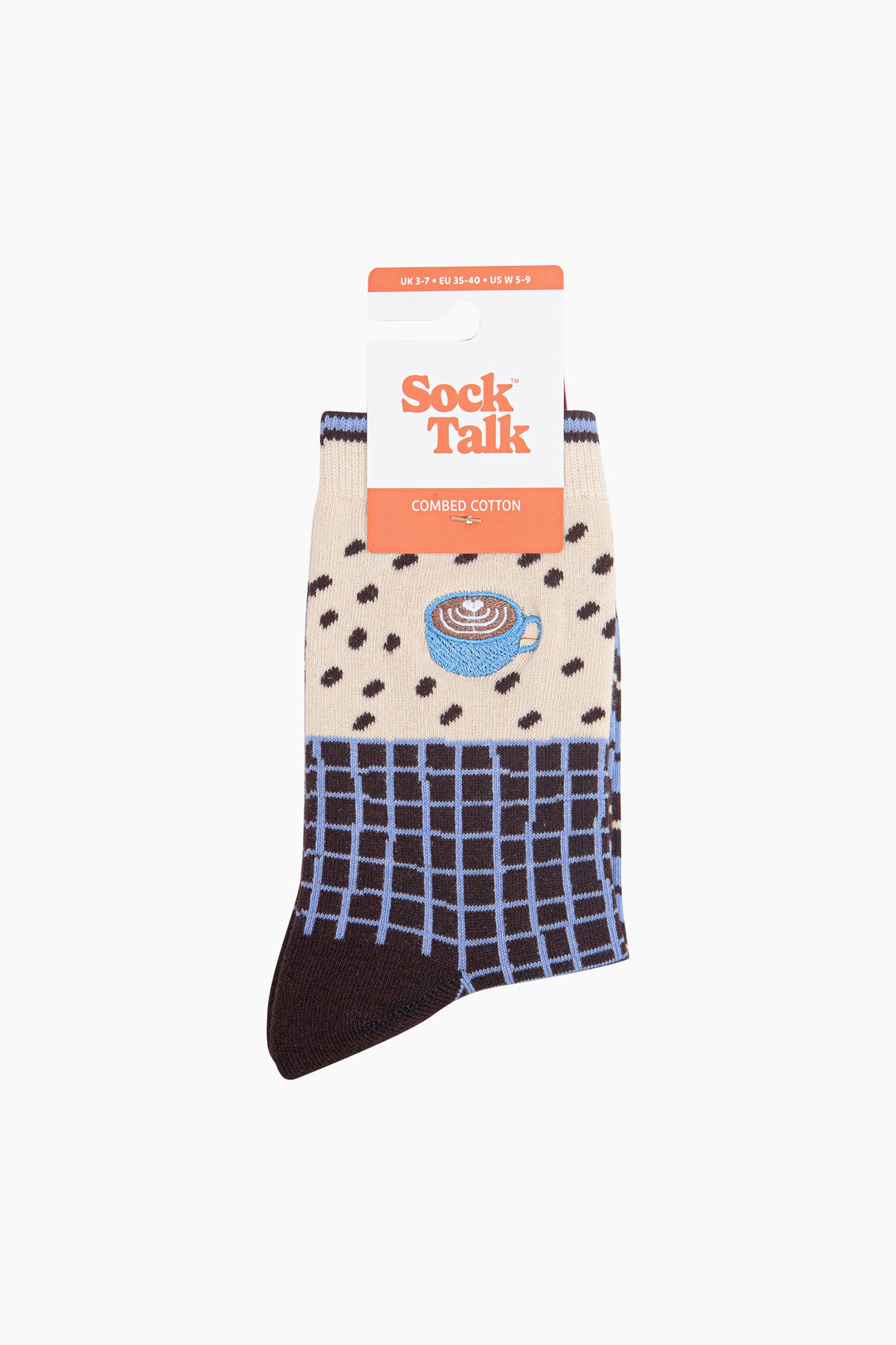 Coffee-Mug-Combed-Cotton-Pattern-Embroidered-Socks-in-Cream/Brown-In-Packaging