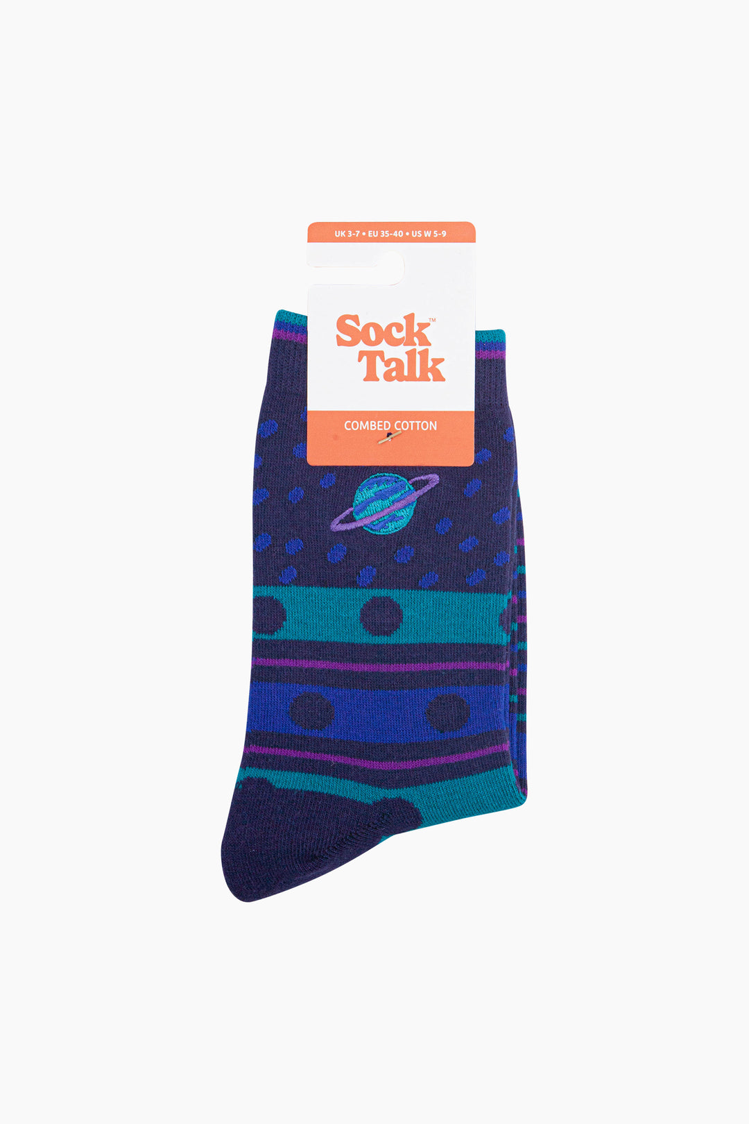 Planet-Combed-Cotton-Pattern-Embroidered-Socks-in-Navy-Blue-In-Packaging