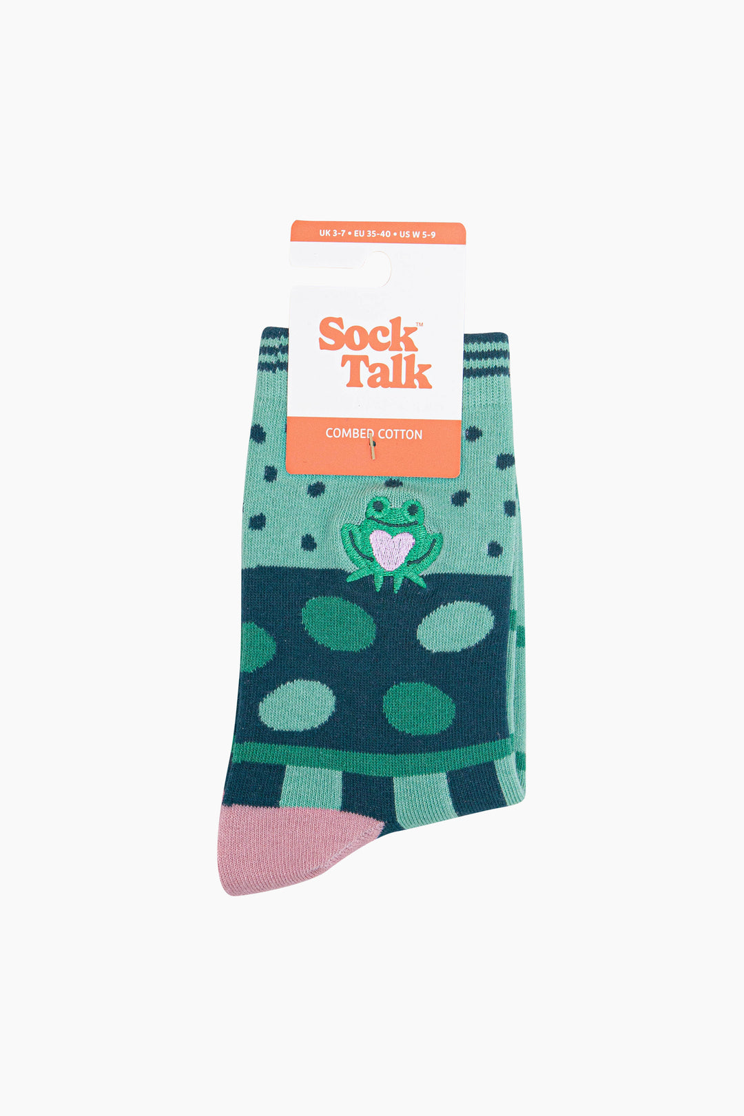Frog-Combed-Cotton-Pattern-Embroidered-Socks-in-Mint-Green-In-Packaging
