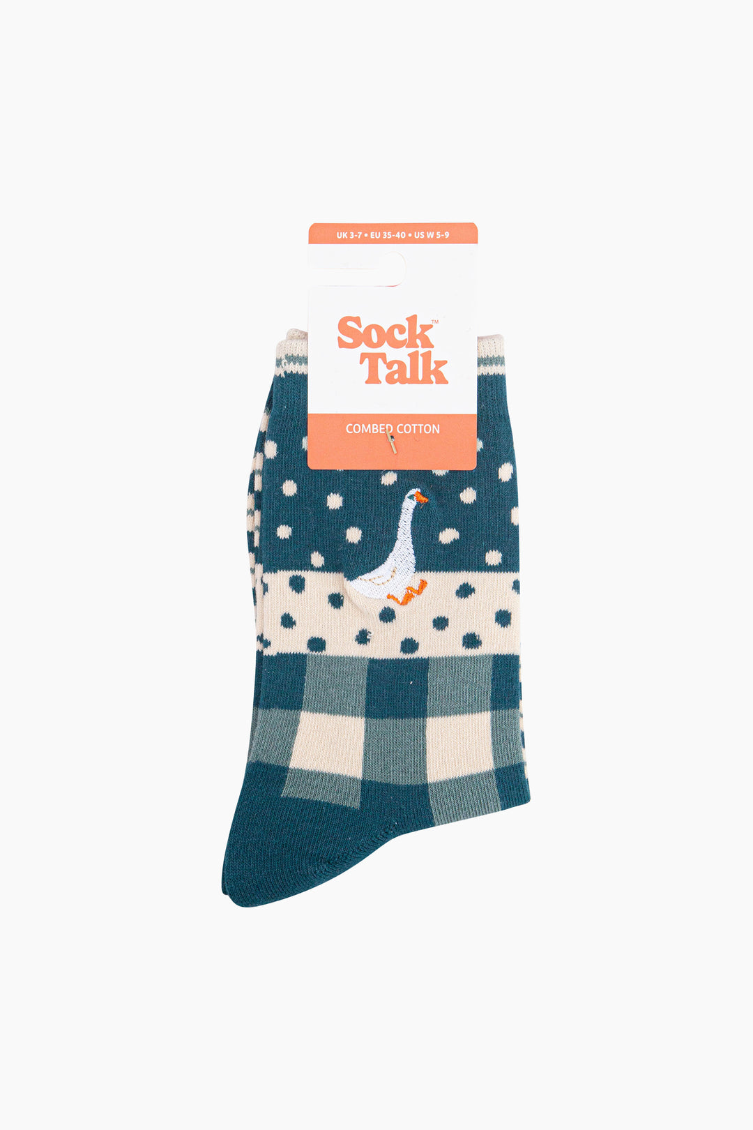 Goose-Combed-Cotton-Pattern-Embroidered-Socks-in-Forest-Green-In-Packaging