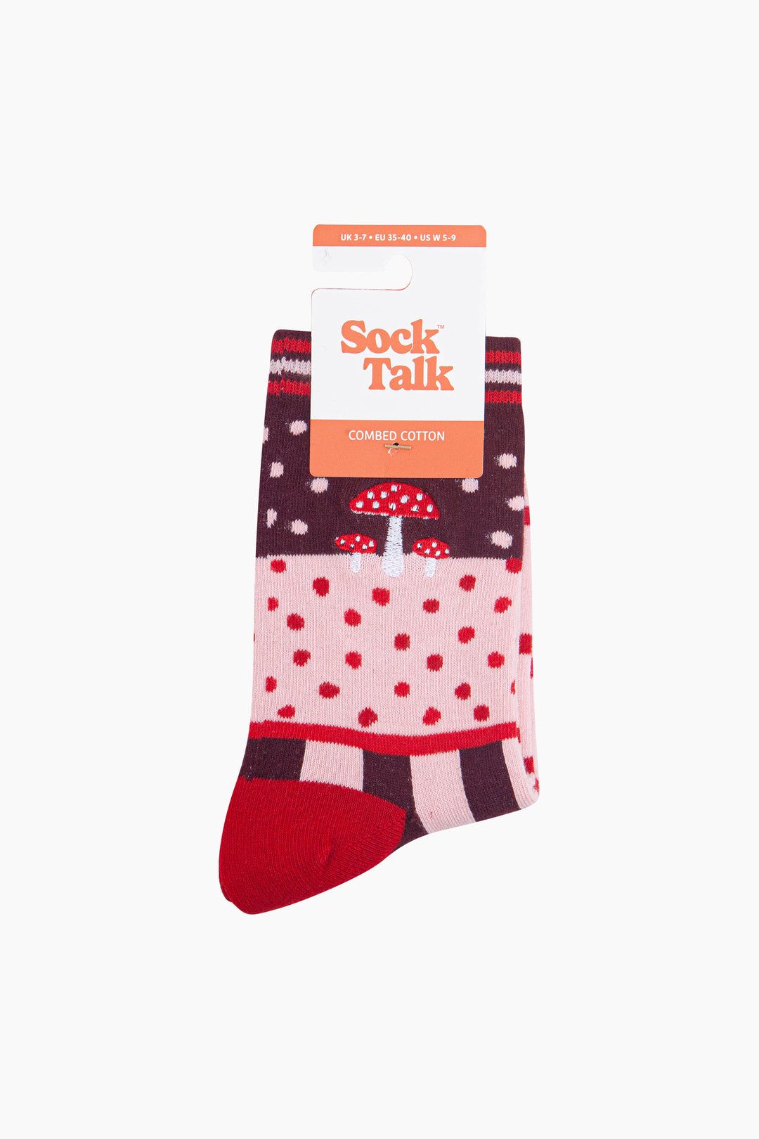 Toadstool-Combed-Cotton-Pattern-Embroidered-Socks-in-Burgundy-In-Packaging
