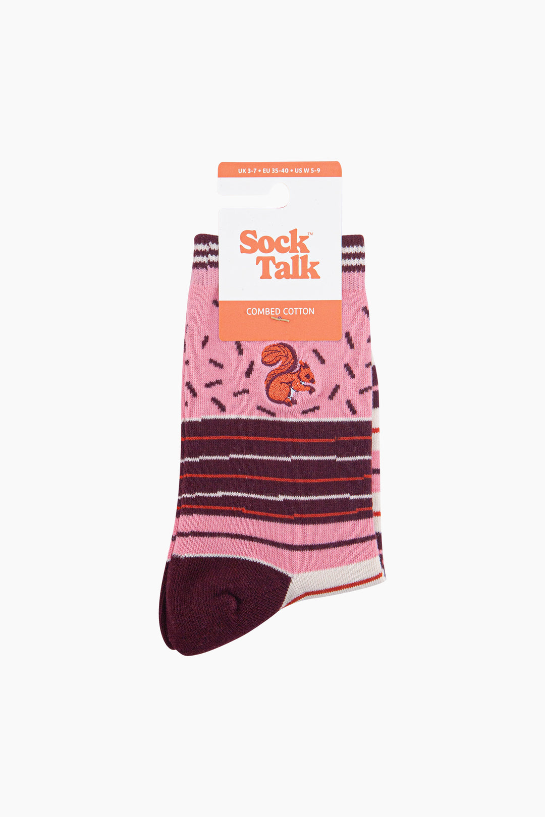Red-Squirrel-Combed-Cotton-Pattern-Embroidered-Socks-in-Pink-In-Packaging