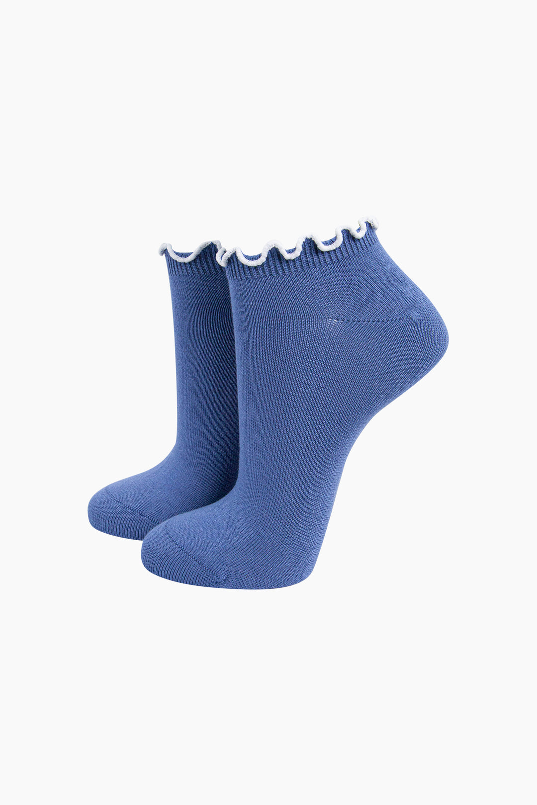 Frilly-Trim-Bamboo-Trainer-Socks-in-Blue-White-Mannequin