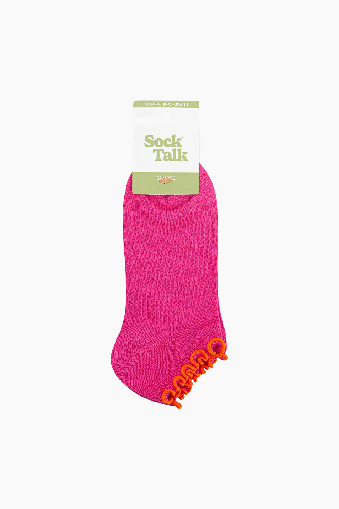 Frilly-Trim-Bamboo-Trainer-Socks-in-Pink-Orange-In-Packaging