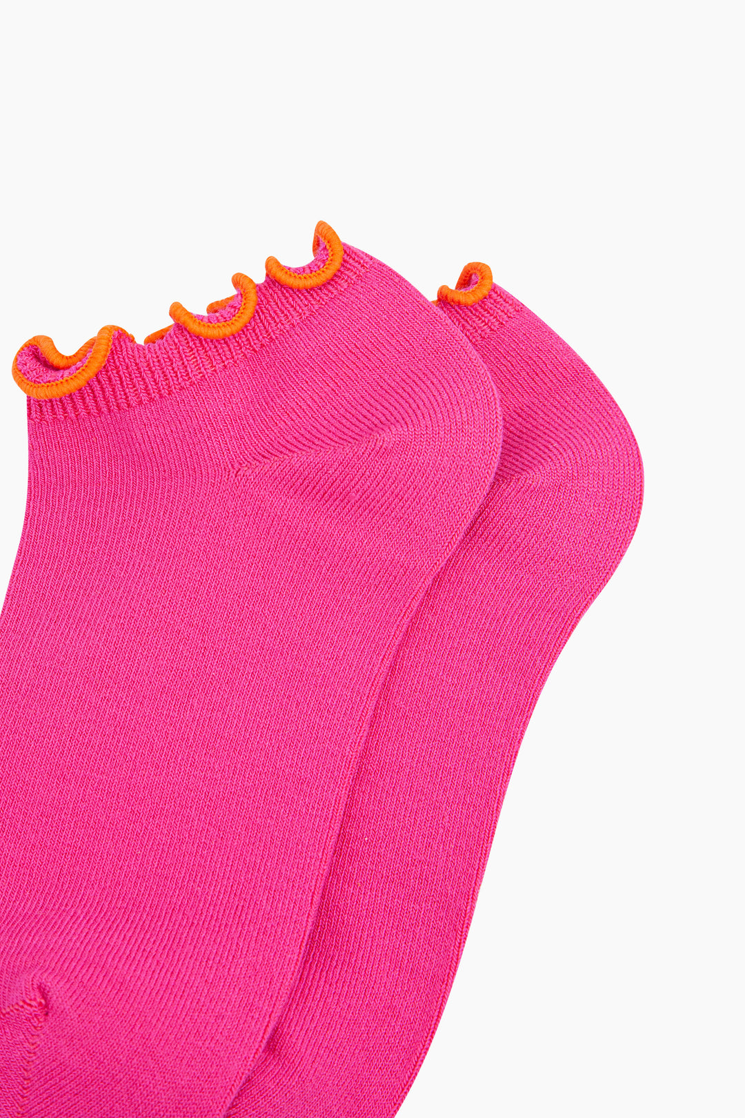 Frilly-Trim-Bamboo-Trainer-Socks-in-Pink-Orange-Closeup