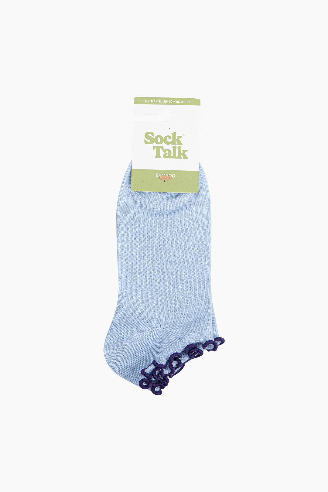 Frilly-Trim-Bamboo-Trainer-Socks-in-Blue-Navy-In-Packaging
