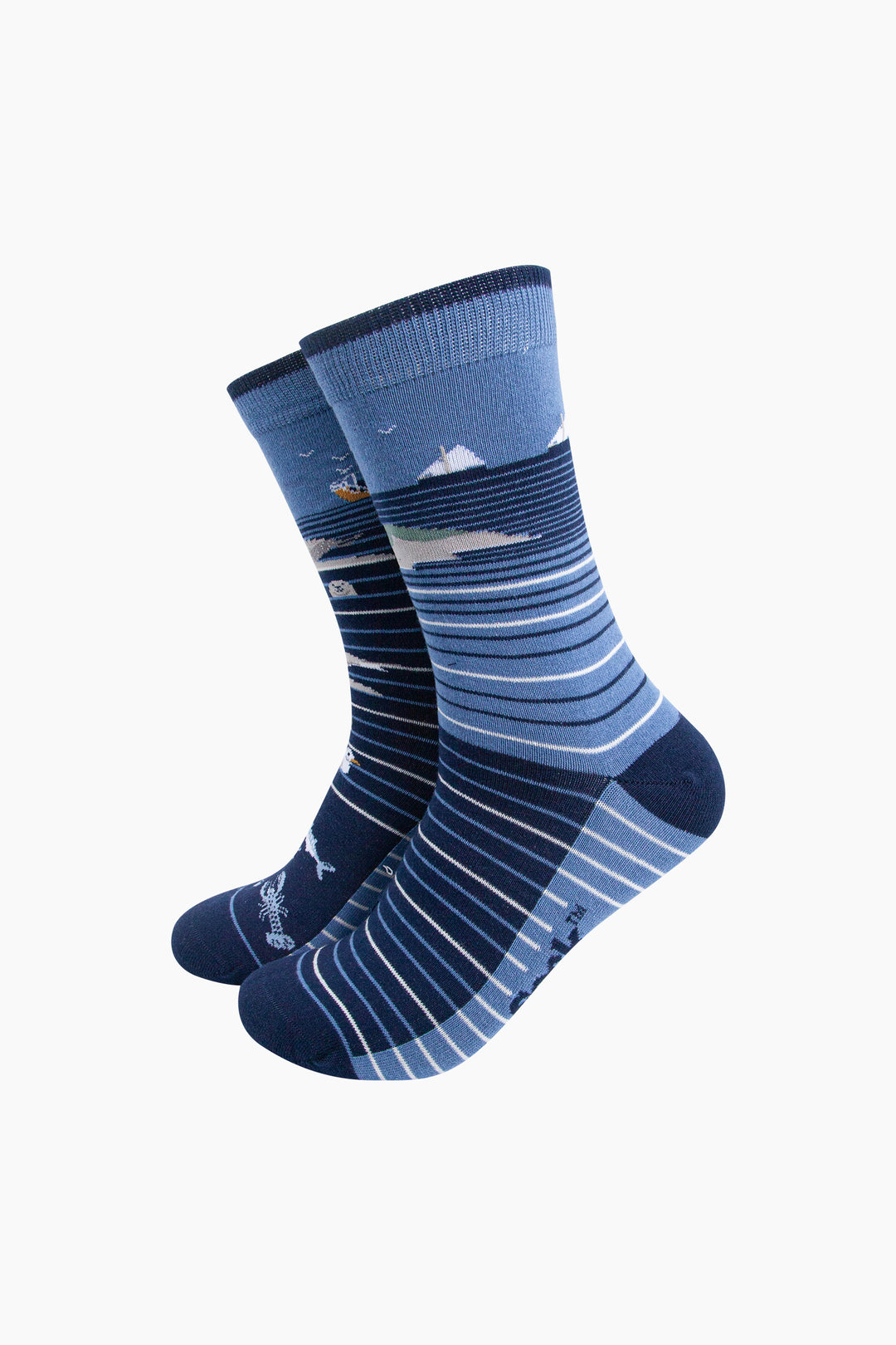 Coastline-Stripes-Combed-Cotton-Odd-Socks-in-Blue-Mannequin