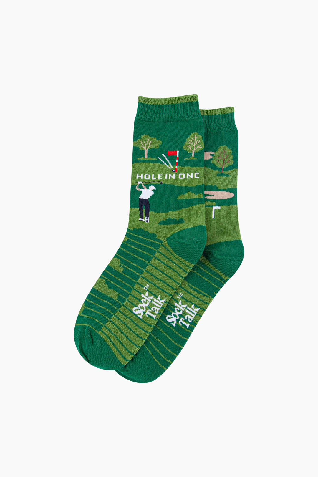 Hole-in-One-Golf-Combed-Cotton-Odd-Socks-in-Green-Lying-Flat