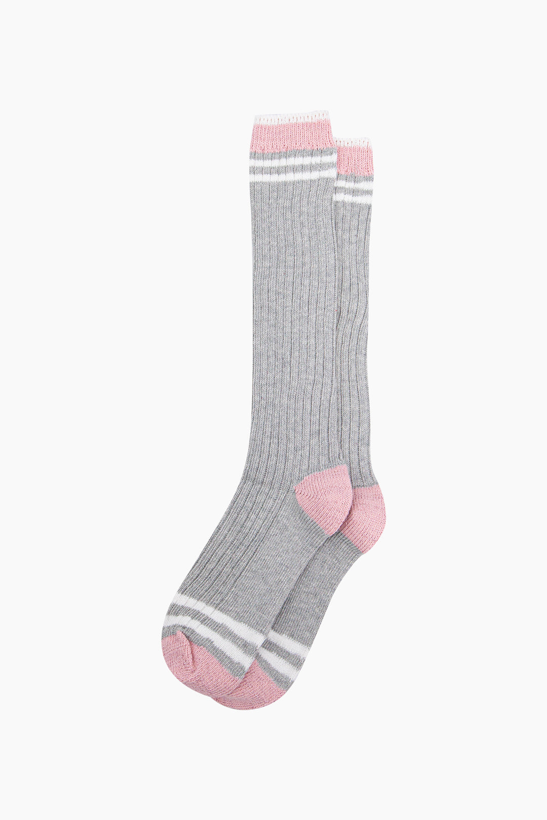 Striped-Combed-Cotton-Knee-High-Glitter-Socks-in-Grey-Pink-flat-lay